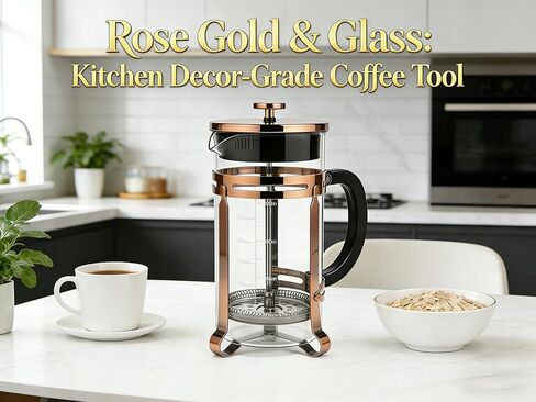 34oz French Press Coffee Maker, Thickened Borosilicate Glass & 304 Stainless Steel Double Mesh Filter. Cold Brew & Tea Brewer for Travel Camping, Kitchen Decor, Bar Accessories Gift (Copper) in Saudi Arabia