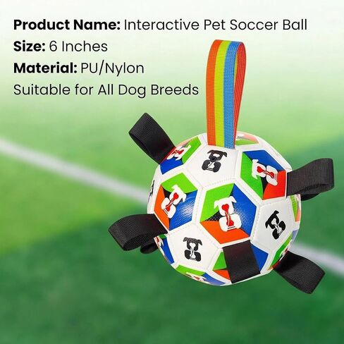World Cup Soccer Ball Dog Toy, Durable and wear-Resistant, Suitable for Both Cats and Dogs, Ideal for Fetch Training, tug-of-war Games, Entertainment, and chew Toys for Puppies (6 inches). in Kuwait