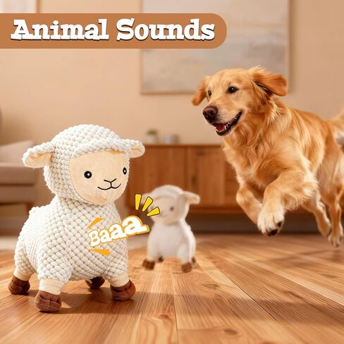 Interactive Dog Toys for Large Dogs, Sheep Rechargeable Pet Toys with Music, Animal Sound & Recording Mode, Automatic Jumping Pet Ball for Mental Stimulation in Kuwait