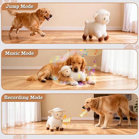Interactive Dog Toys for Large Dogs, Sheep Rechargeable Pet Toys with Music, Animal Sound & Recording Mode, Automatic Jumping Pet Ball for Mental Stimulation in Kuwait