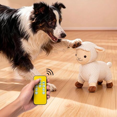 Interactive Dog Toys for Large Dogs, Sheep Rechargeable Pet Toys with Music, Animal Sound & Recording Mode, Automatic Jumping Pet Ball for Mental Stimulation in Kuwait