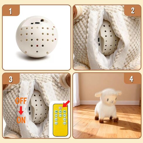 Interactive Dog Toys for Large Dogs, Sheep Rechargeable Pet Toys with Music, Animal Sound & Recording Mode, Automatic Jumping Pet Ball for Mental Stimulation in Kuwait