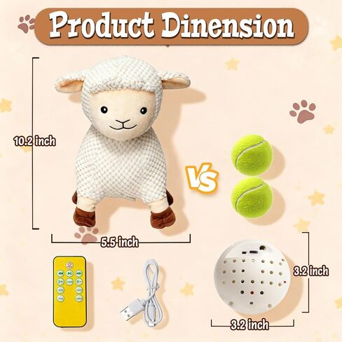 Interactive Dog Toys for Large Dogs, Sheep Rechargeable Pet Toys with Music, Animal Sound & Recording Mode, Automatic Jumping Pet Ball for Mental Stimulation in Kuwait