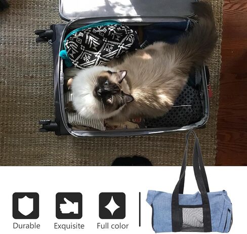 Breathable Pet Carrying Bag with Mesh for Nail Clipping and Grooming, Adjustable Blue Dog and Cat Carrier Handbag for Travel and Bathing in Kuwait