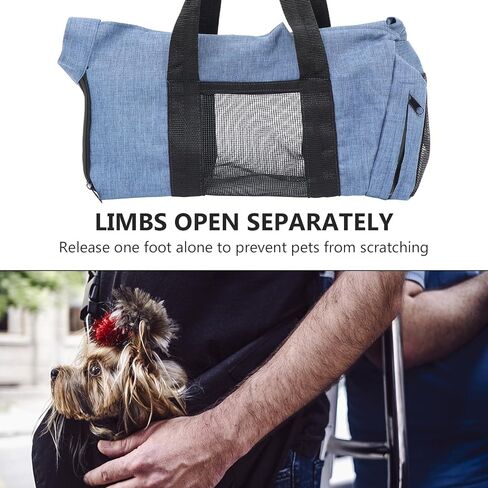 Breathable Pet Carrying Bag with Mesh for Nail Clipping and Grooming, Adjustable Blue Dog and Cat Carrier Handbag for Travel and Bathing in Kuwait