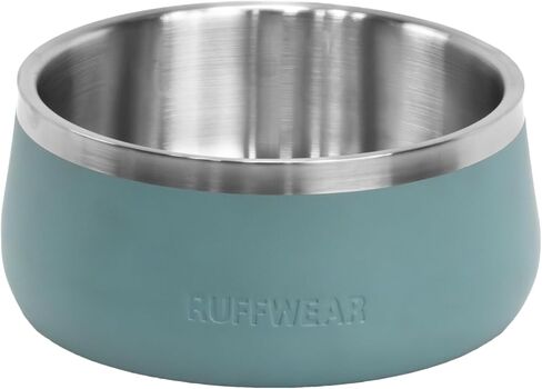 Ruffwear, Basecamp Dog Food Bowl, Durable, Rust-Resistant Stainless Steel Dog Bowl, Non-Slip Base, Dishwasher Safe, 1.6L/ 6.75 Cups for Food or Water, Built for Explorers, River Rock Green in Kuwait