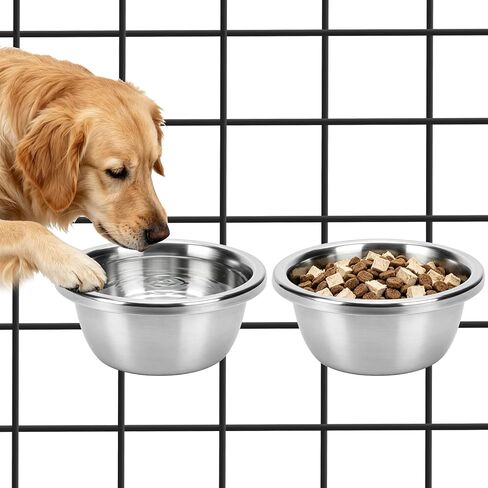 Stainless Steel Dog Bowls 2Pack, 56oz Large Dog Bowls for Crate Cage Kennel with Dog Food Scoop, Black Hanging Metal Pet Food and Water Bowls No Spill for Large and Medium Breed in Kuwait