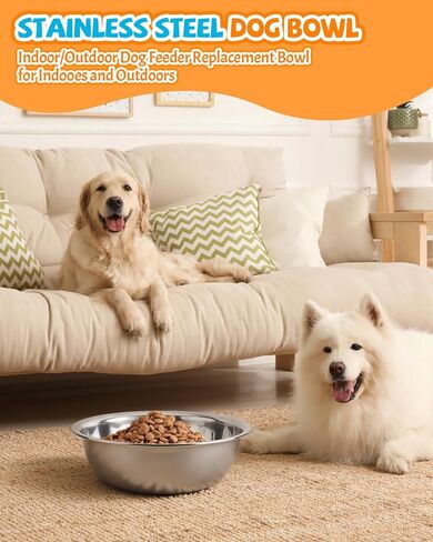 10 PCS Stainless Steel Dog Bowls - 86 Oz/10.75 Cup Large Dog Bowl Set, Metal Bowls for Food and Water, Large Pet Water Bowl or Food Bowl for Indoors or Outdoors, Dishwasher Safe in Kuwait