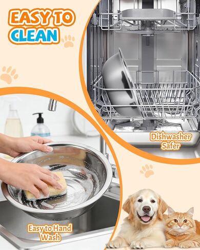 10 PCS Stainless Steel Dog Bowls - 86 Oz/10.75 Cup Large Dog Bowl Set, Metal Bowls for Food and Water, Large Pet Water Bowl or Food Bowl for Indoors or Outdoors, Dishwasher Safe in Kuwait