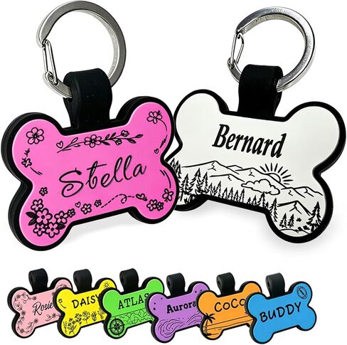 Dog Tags Personalized for Pets - Custom Engraved ID Name Silent Silicone Dog Tags in Kuwait