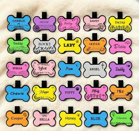 Dog Tags Personalized for Pets - Custom Engraved ID Name Silent Silicone Dog Tags in Kuwait