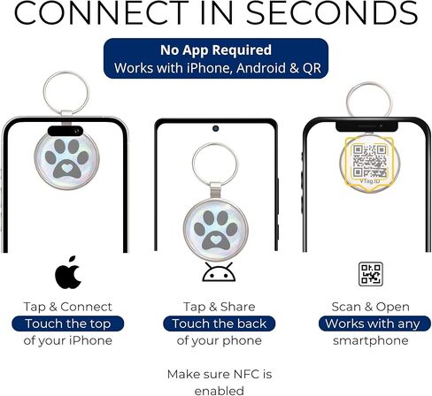NFC Pet ID Tag – VTAG.ID Smart QR Code Dog & Cat Tag with Holographic Chameleon Finish | Tap or Scan to View Pet Profile, Owner Contact & Medical Info | Free Profile, No App, No Subscription in Kuwait