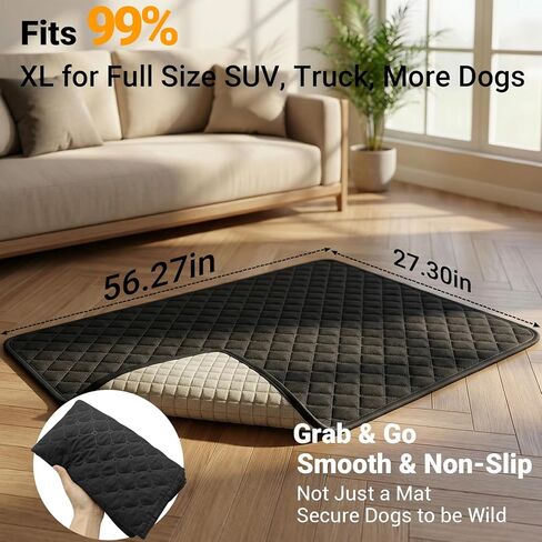 PetDance Dog Mat للشاحنات، 【0 صعوبة الطي والتنظيف】 بطانية كلب مقاس XL 56 بوصة × 27 بوصة لمقعد السيارة، غطاء المقعد الخلفي، الأريكة، الأرضية، الهواء الطلق، غير قابلة للانزلاق ومقاومة للماء، حصيرة سرير الكلب بالمقعد الخلفي لشاحنة كاملة الحجم/سيارات الدفع ال in Kuwait