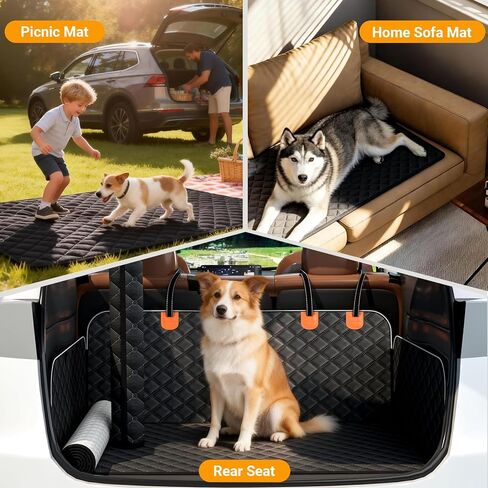 PetDance Dog Mat للشاحنات، 【0 صعوبة الطي والتنظيف】 بطانية كلب مقاس XL 56 بوصة × 27 بوصة لمقعد السيارة، غطاء المقعد الخلفي، الأريكة، الأرضية، الهواء الطلق، غير قابلة للانزلاق ومقاومة للماء، حصيرة سرير الكلب بالمقعد الخلفي لشاحنة كاملة الحجم/سيارات الدفع ال in Kuwait