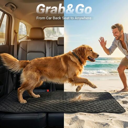 PetDance Dog Mat للشاحنات، 【0 صعوبة الطي والتنظيف】 بطانية كلب مقاس XL 56 بوصة × 27 بوصة لمقعد السيارة، غطاء المقعد الخلفي، الأريكة، الأرضية، الهواء الطلق، غير قابلة للانزلاق ومقاومة للماء، حصيرة سرير الكلب بالمقعد الخلفي لشاحنة كاملة الحجم/سيارات الدفع ال in Kuwait