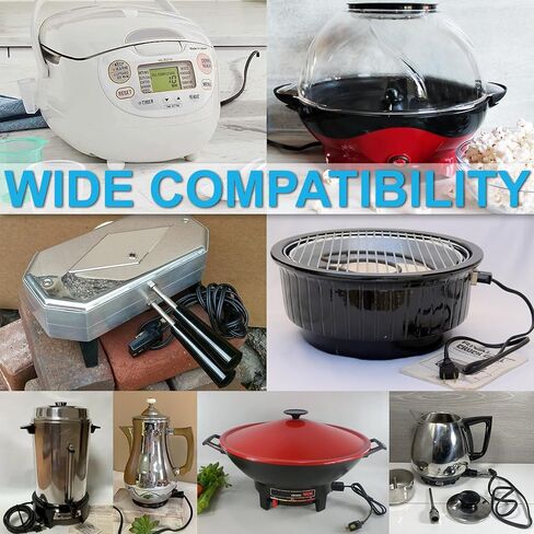 سلك طاقة HQRP لطباخ الأرز Zojirushi، West Bend Wok 79525 79115 79125P 79625 79825T 80006، West Bend Slow Cooker 84114 84124 سلك بديل 2 سنون مع تباعد دبوس 1/2 بوصة، أسود، كابل طويل 3 أقدام in Kuwait