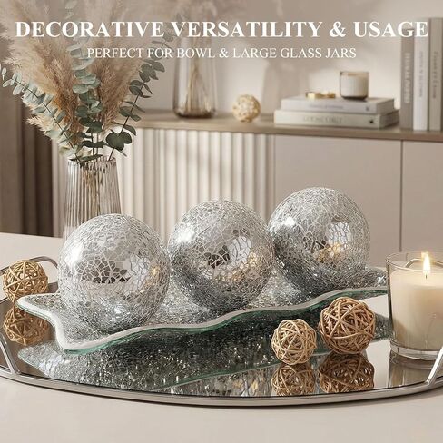 JOHOUSE 3PCS Decorative Glass Orbs and Bowl Set, 3 Inch Mosaic Sphere Centerpiece Balls for Bowls Vases Dining Table Home Decor Wedding Party Gold in Saudi Arabia