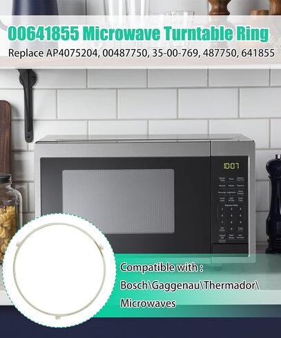 00641855 دعم صينية القرص الدوار للميكروويف مع حلقة عجلة دوارة متوافقة مع Bosch/Gaggenau/Thermador/Microwave - يستبدل AP4075204، 00487750، 35-00-769، 487750، 641855 in Kuwait