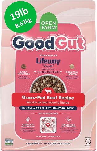 Open Farm, طعام الكلاب الجاف Goodgut مع البروبيوتيك، وصفة سمك السلمون البري التي تم صيدها من قبل الأطباء البيطريين، كيس 3.5 رطل in Kuwait