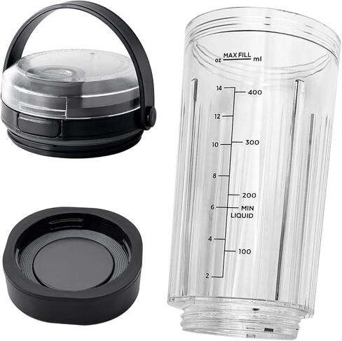 3 Pieces Blender Replacement Parts for Ninja Blast BC151 BC100 CL155 Series, 18oz Blending Vessel Cup with Sip Lid & Bottom Cap Compatible with Ninja Blast Portable Personal Blender in Kuwait