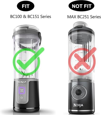 3 قطع غيار للخلاط لسلسلة Ninja Blast BC151 BC100 CL155، كوب وعاء مزج 18oz مع غطاء رشفة وغطاء سفلي متوافق مع خلاط Ninja Blast الشخصي المحمول in Kuwait