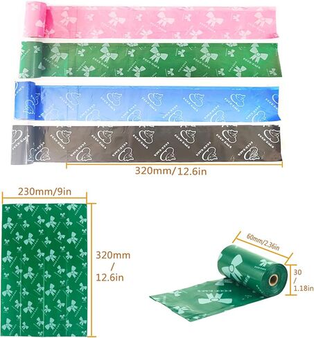 Biodegradable Pet Waste Bag Refill Roll, Heavy-Duty (120 Bags/8 Rolls/4 Colors) Unscented, Leak-Proof Design Eco-Friendly, Degradable Pet Waste Disposal Bags in Kuwait