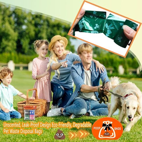 Biodegradable Pet Waste Bag Refill Roll, Heavy-Duty (120 Bags/8 Rolls/4 Colors) Unscented, Leak-Proof Design Eco-Friendly, Degradable Pet Waste Disposal Bags in Kuwait