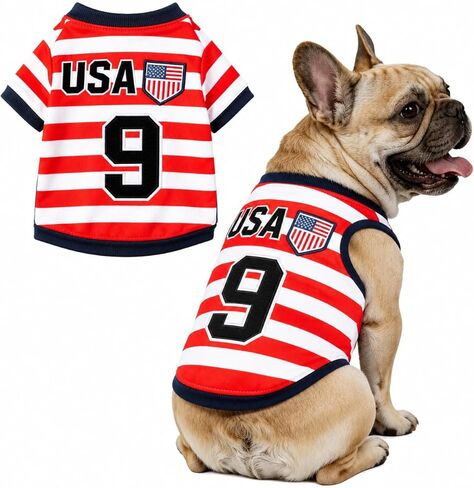 Pet Jersey Dog Soccer Jersey, Breathable Clothes Stretchable Shirt for Puupy or Cat. (USA, Large) in Kuwait