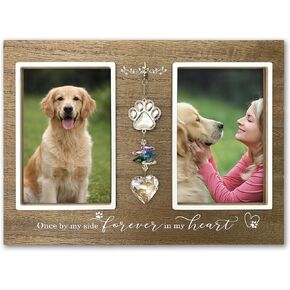 A’arkaJ Dog Memorial Gift, Pet Memorial Picture Frame with K9 Crystal Heart Charm, Double 4×6 Photo Frame for Dog or Cat Loss, Pet Loss Sympathy Gift in Saudi Arabia