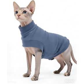ملابس قطط Sphynx - بيجامة قطط من الصوف بدون شعر قابلة للتنفس، سترة قطط زرقاء ناعمة للغاية للشتاء والداخل، مضادة للكهرباء الساكنة وصديقة للبشرة الحساسة، دفء خفيف الوزن، (متوسط) in Kuwait