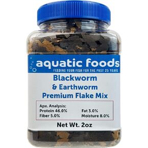 California Blackworm & Earthworm Premium Flakes for Discus, Cichlids All Community Tropical Fish Also Pellet Mix, Wafer Mix Included…6oz in Kuwait