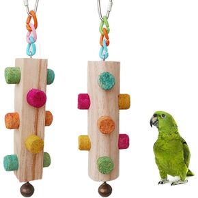 Wood Parrot Chew Toys,2 pcs Bird Cork Toys for Small Medium Birds Parrot,Woodpecker Feeding Toy for Parakeets, Conures, Budgies, Finches Conure Cockatiel, Cockatoos etc in Kuwait