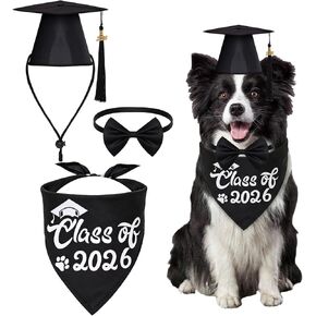 3 Pcs Dog Graduation Bandana Bow Graduation Cap with 2026 Gold Tassel Dog Cat Graduation Outfits Cosplay Gifts for Small Medium Large Dogs in Kuwait