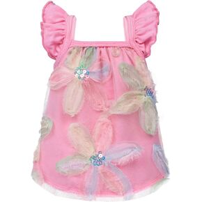 Fitwarm Embroidered Flower Ruffle Dog Shirt, Fancy Summer Clothes for Small Dogs Girl, Sweet Pet Tee, Pink, Medium in Saudi Arabia
