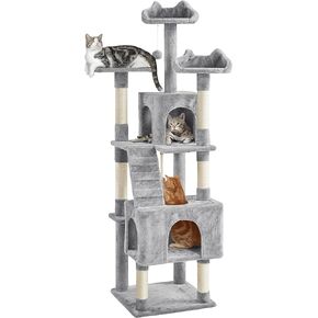 Topeakmart 72in Cat Tree for Indoor Cats, Multi-Level Climbing Tower with Scratching Posts, 3 Perches, Pet Furniture Activity Center Play House in Saudi Arabia