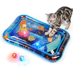 Cat Water Sensory Play Mat with 2 Fun Balls, Thickened Cat Water Bed Toy for Cats Dogs Kittens Puppies Pets in Kuwait