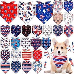 Sanwuta 24 Pcs Veterans Day Dog Bandanas Bulk Triangle Dog Scarfs Bib Patriotic Cat Bandanas for Boy Girl Scarf for Small Medium Pet for Patriotic Party Favors Pet Costume Accessories in Kuwait