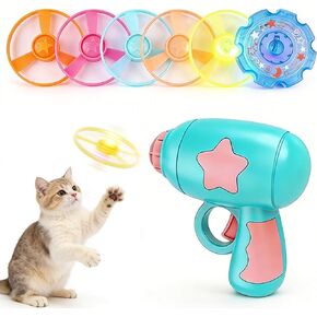Bamboo Dragonfly Catapult Launcher, Cat Toy Spinning Flying Saucer Launcher, Interactive Cat Toy with Glowing LED for Pet Exercise & Nighttime Play in Kuwait