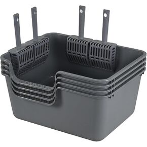 2-Pack Extra Large Cat Litter Box with Low Entry, Open Top High Side Cat Litter Boxes, Gray in Kuwait