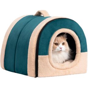 Hollypet Cat Bed Self-Warming Kitty Cave Hut House Nest Pet Sleeping Bed for Indoor Cats, Yellow, Pineapple Cave in Kuwait