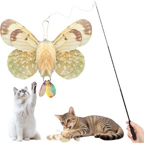 Walfront Interactive Cat Wand Toy with Butterfly, Telescopic Fishing Rod Design, Realistic and Lively for Indoor Cats and Kittens, Fun for Multi-Cat Households and Engaging Daily Play in Kuwait