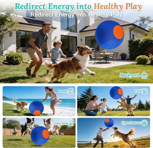 Herding Ball for Dogs, Upgraded Durable 18" Dog Herding Ball for Australian Shepherd, Collie Horse Ball for All Breeds, Herding Dog Toys Indoor Outdoor Play Exercise (Blue-Orange, M) in Kuwait