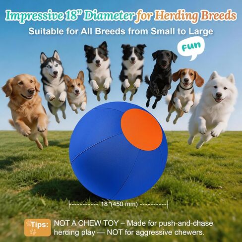 Herding Ball for Dogs, Upgraded Durable 18" Dog Herding Ball for Australian Shepherd, Collie Horse Ball for All Breeds, Herding Dog Toys Indoor Outdoor Play Exercise (Blue-Orange, M) in Kuwait