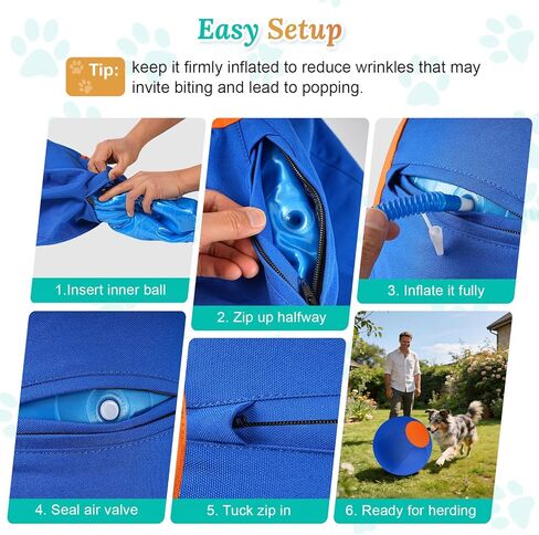 Herding Ball for Dogs, Upgraded Durable 18" Dog Herding Ball for Australian Shepherd, Collie Horse Ball for All Breeds, Herding Dog Toys Indoor Outdoor Play Exercise (Blue-Orange, M) in Kuwait