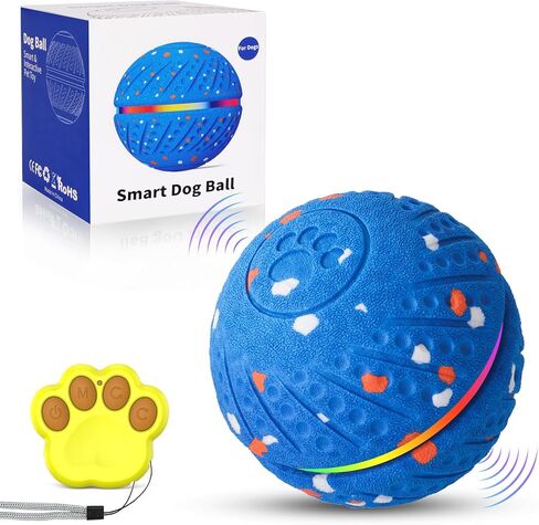 Interactive Dog Ball, Remote-Controlled Moving Dog Toy with Colorful Lights, 3 Interactive Modes and TPU Material, Bouncing Ball for Dogs to Keep Them Entertained in Saudi Arabia