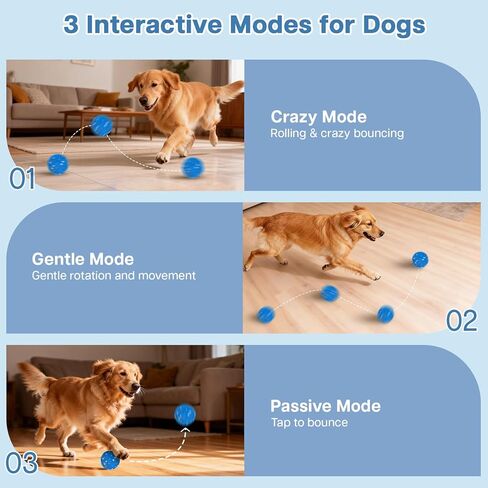 Interactive Dog Ball, Remote-Controlled Moving Dog Toy with Colorful Lights, 3 Interactive Modes and TPU Material, Bouncing Ball for Dogs to Keep Them Entertained in Saudi Arabia