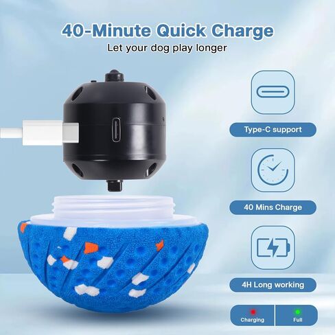 Interactive Dog Ball, Remote-Controlled Moving Dog Toy with Colorful Lights, 3 Interactive Modes and TPU Material, Bouncing Ball for Dogs to Keep Them Entertained in Saudi Arabia