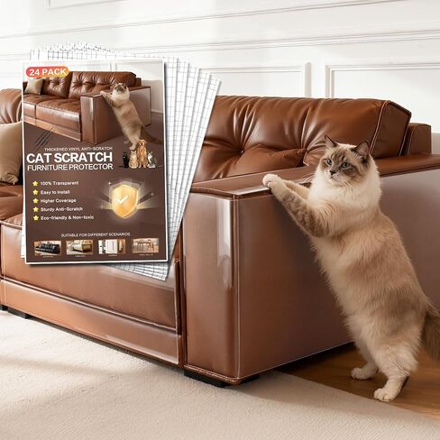 Cat Scratch Protector for Leather Couches | Easy-Apply & Removable Sofa Guard | Anti-Scratch Tape for Cat Claws | Cat Scratch Protector for Leather Couches (12 Pack) in Saudi Arabia