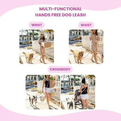 مجموعة Glow Pups "Fashion Forward Walking Bundle: مجموعة لعبة محفظة قطيفة للكلاب على طراز مصمم وردي (تتضمن هاتف مخالب وأحمر شفاه وطلاء أظافر) + مقود كلب من الحبال باللون الوردي الفاتح المتطابق بدون استخدام اليدين (مجموعة مكونة من 5 قطع) in Kuwait