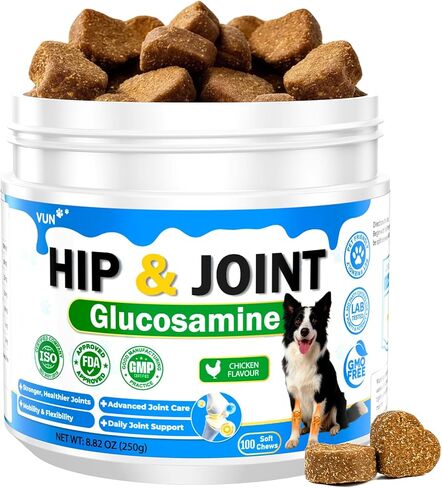 Hip and Joint for Dogs,Glucosamine Support for Dogs Joints Care with MSM and Krill, Dog Joint Chews Pain Relief Dog Bone Health Supplement with Green Lipped Mussel,Chicken Flavor in Kuwait